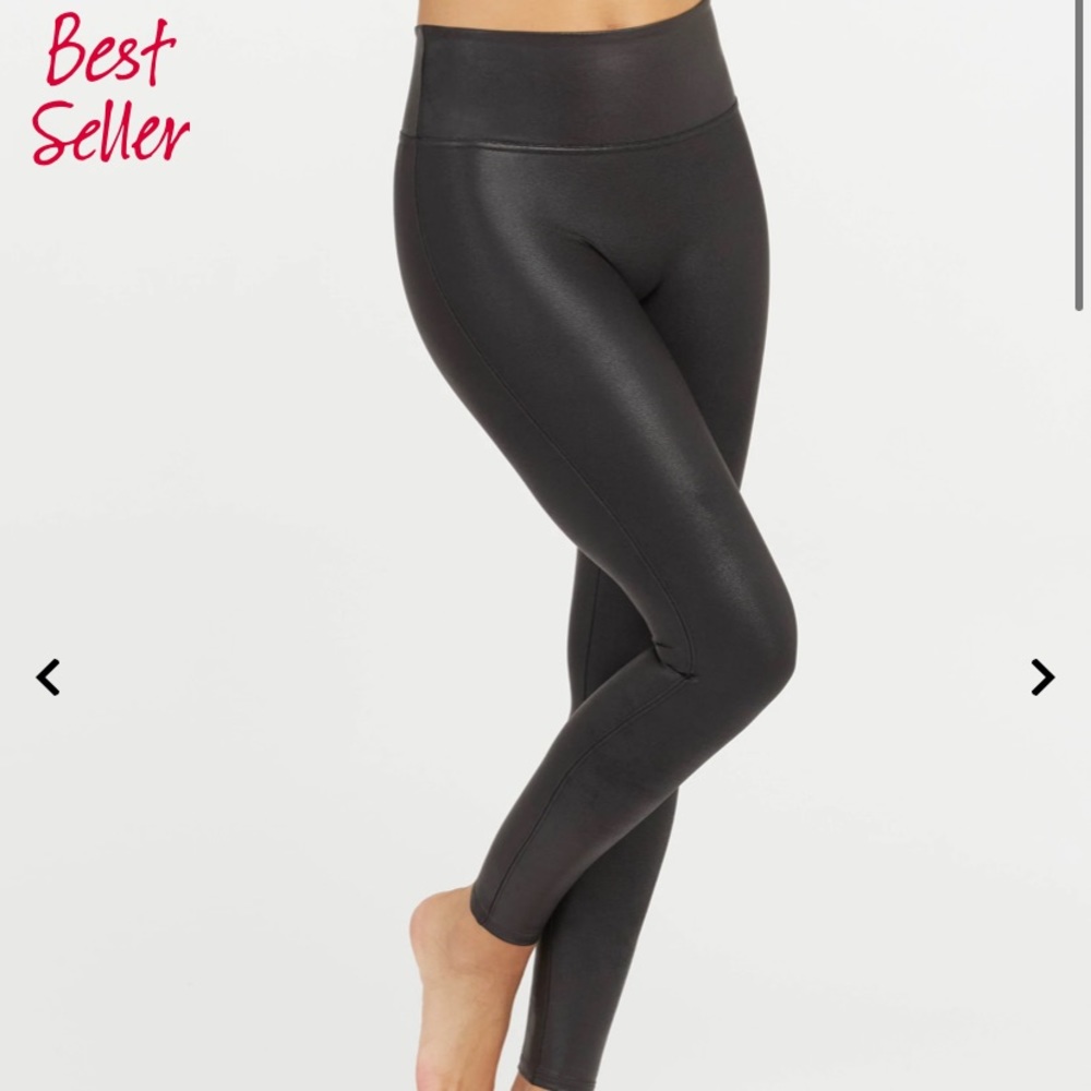 Spanx faux leather black leggings like brand new